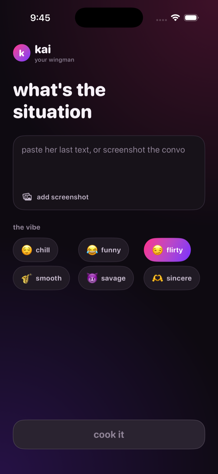 Huzz native iOS intake screen