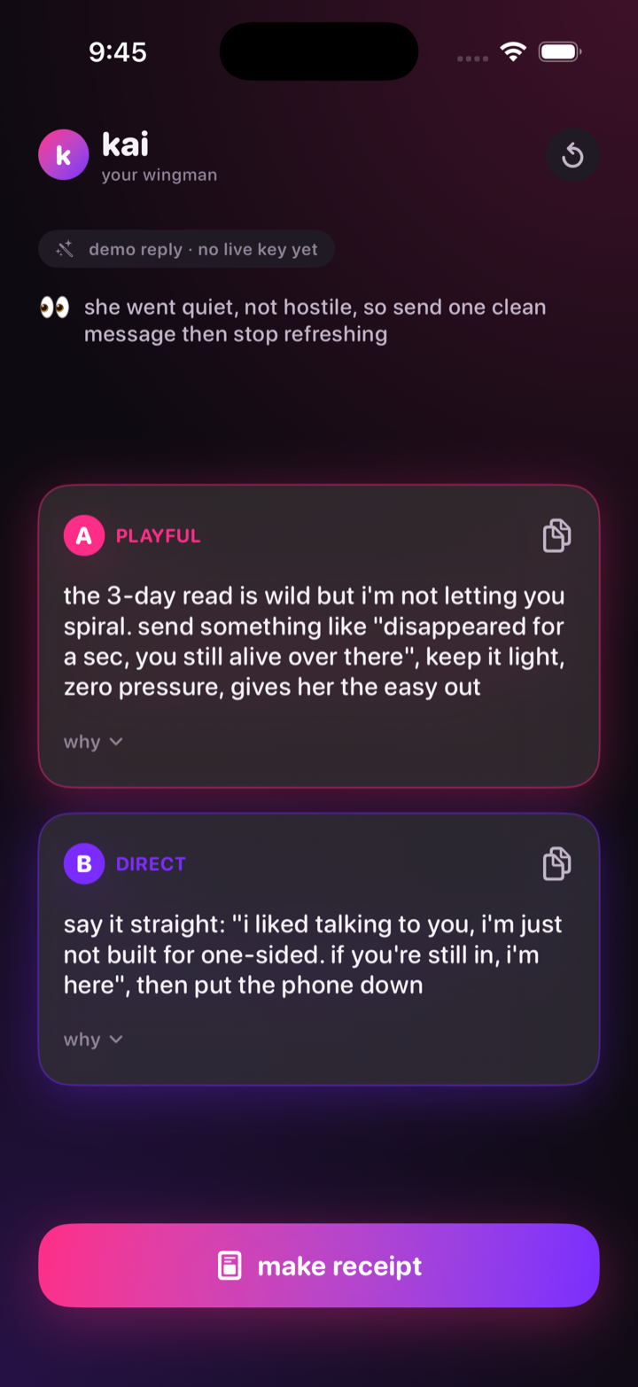 Huzz native iOS response modes in the verified demo harness