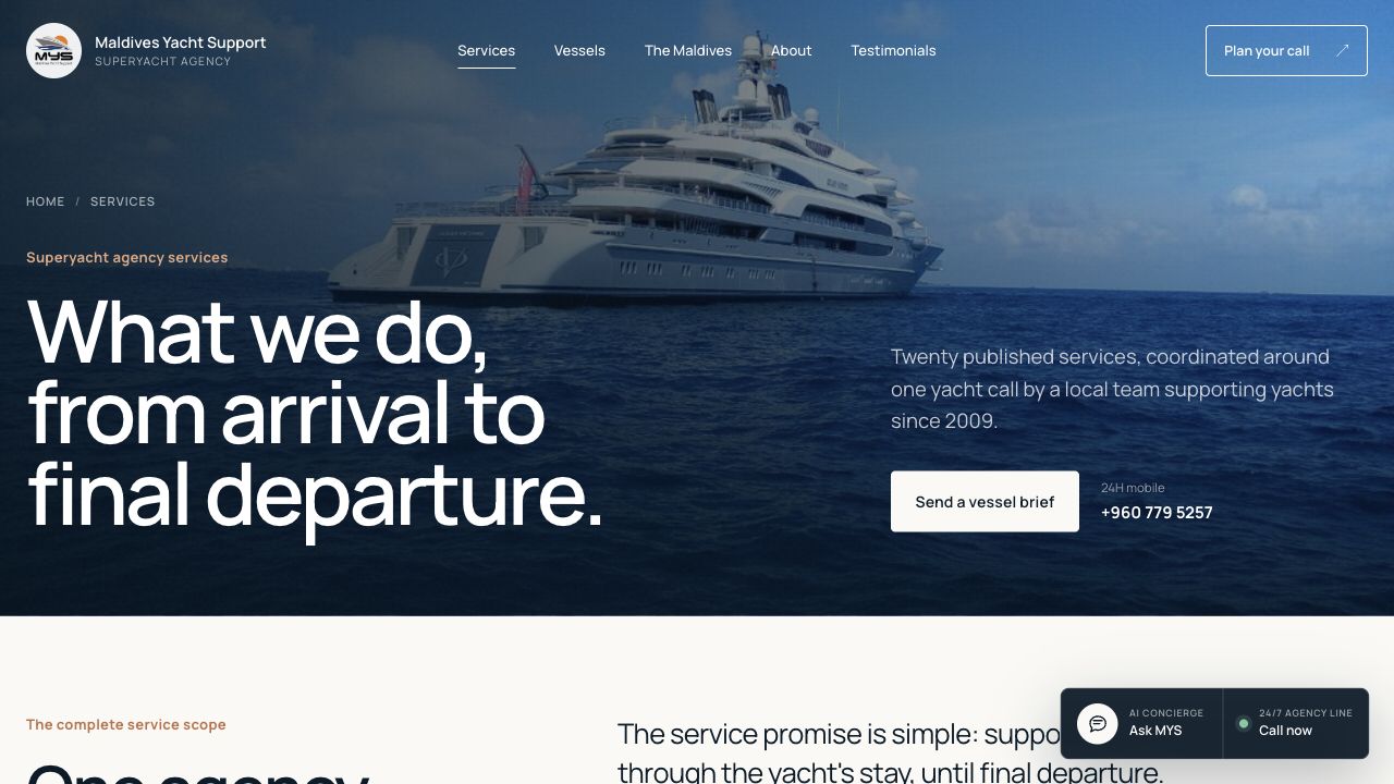 Maldives Yacht Support services page
